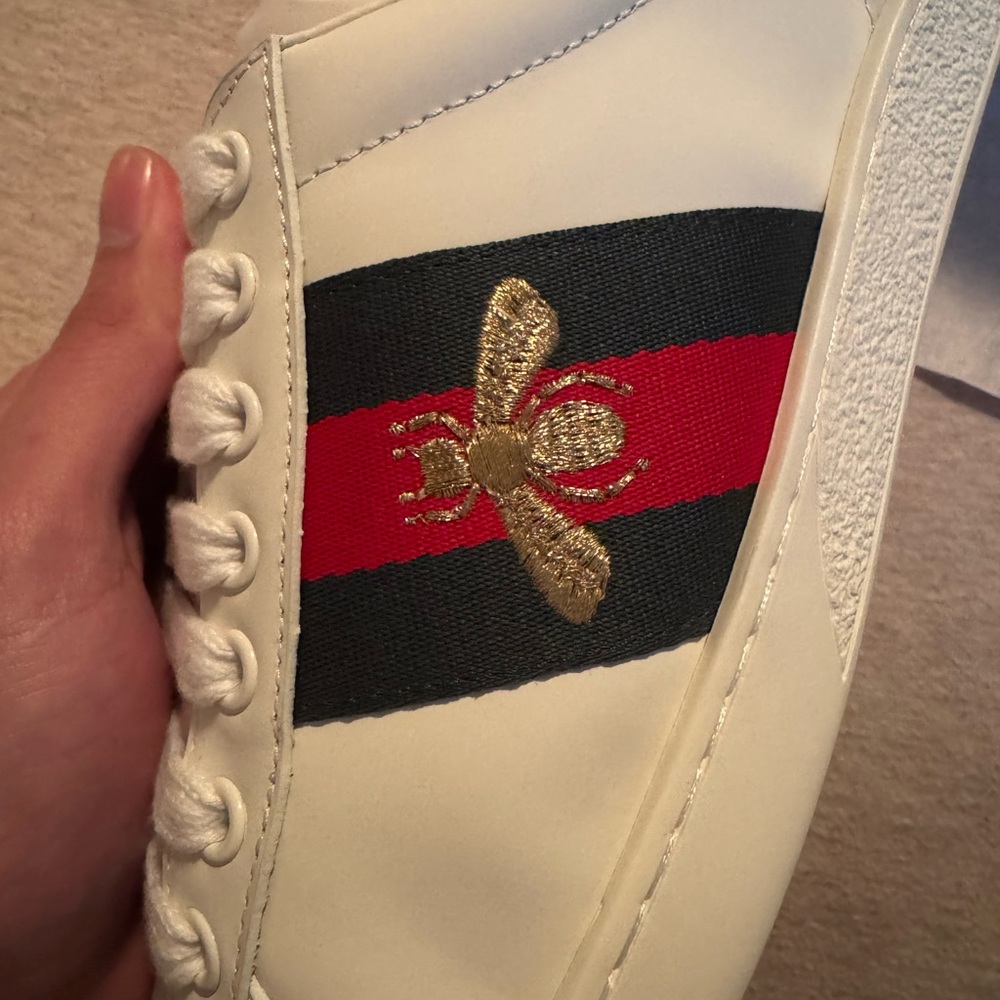 Gucci Ace Small Bee Sneakers Men’s Size 8 Classic Designer Shoes - Picture 12 of 17